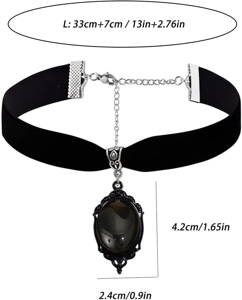 Cicod Gothic Black Velvet Goth Choker Necklace for Women,Cameo Black Choker Crow Skull Pendant Necklace Vintage Collar Skull Necklace Gothic Jewelry - Image 4